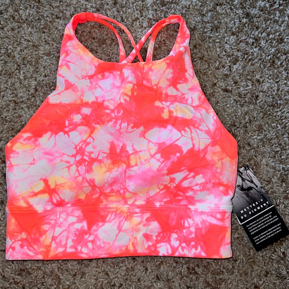 NWT Lululemon Grapefruit Pink Shibori Longline Energy Bra size 4 - Picture 1 of 4